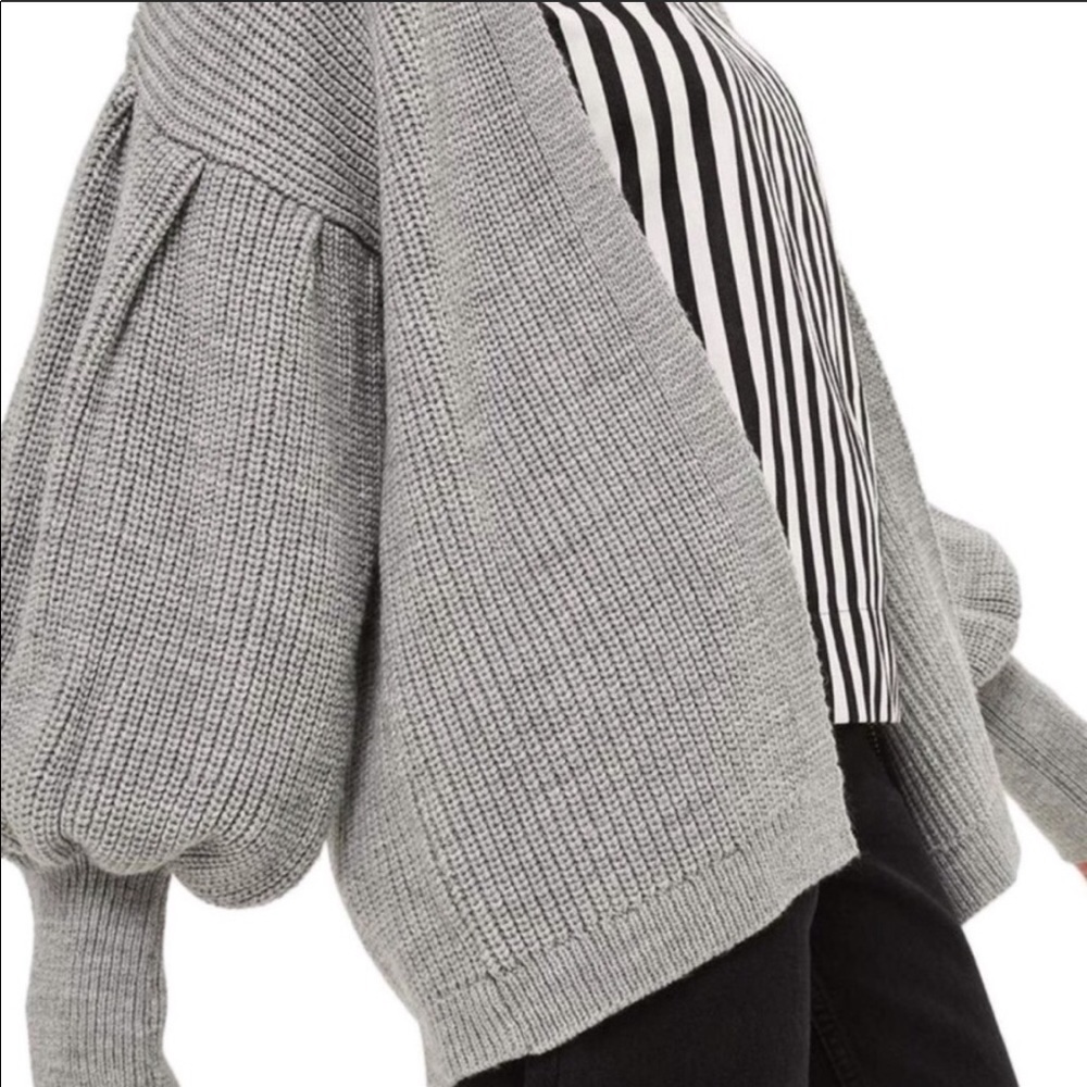 TOPSHOP BUBBLE SLEEVE OVERSIZED CARDIGAN - Picture 3 of 8